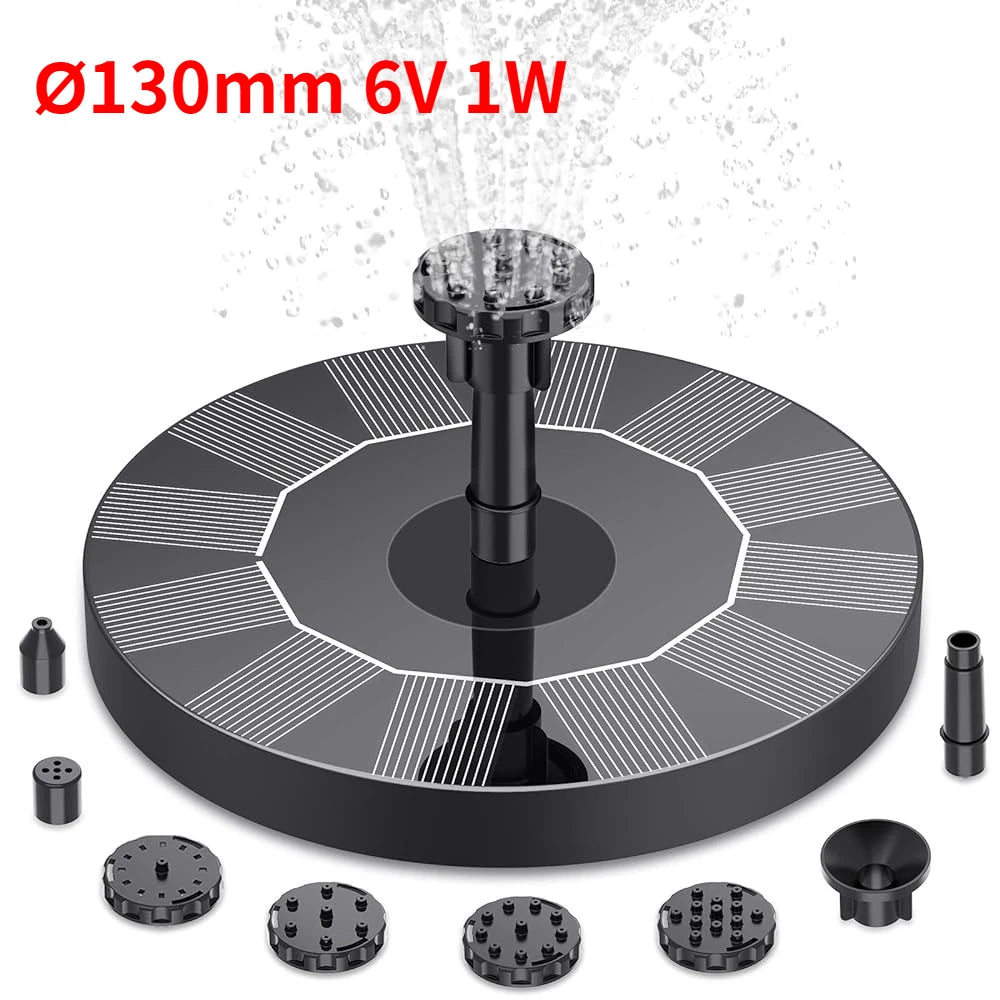Solar Garden Fountain - Natural Relaxation, Cordless, with 6 Types of Water Jet