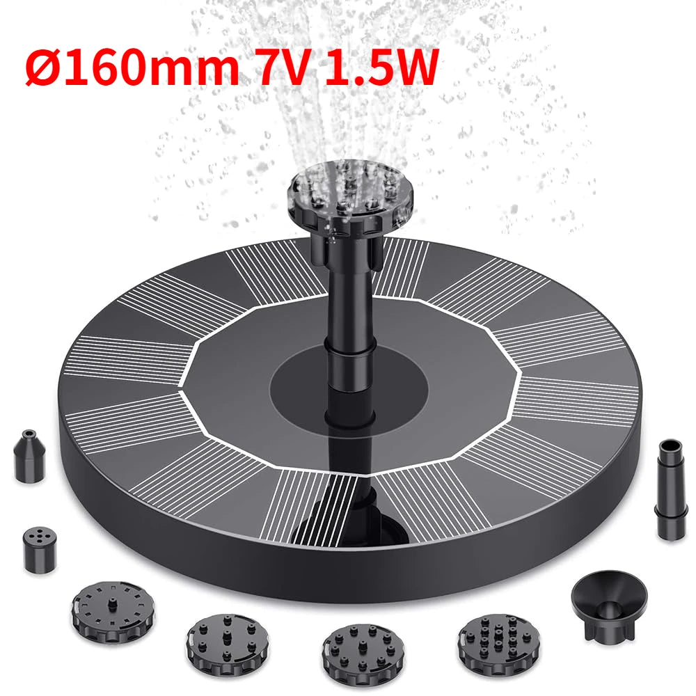 Solar Garden Fountain - Natural Relaxation, Cordless, with 6 Types of Water Jet