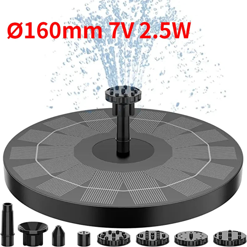 Solar Garden Fountain - Natural Relaxation, Cordless, with 6 Types of Water Jet